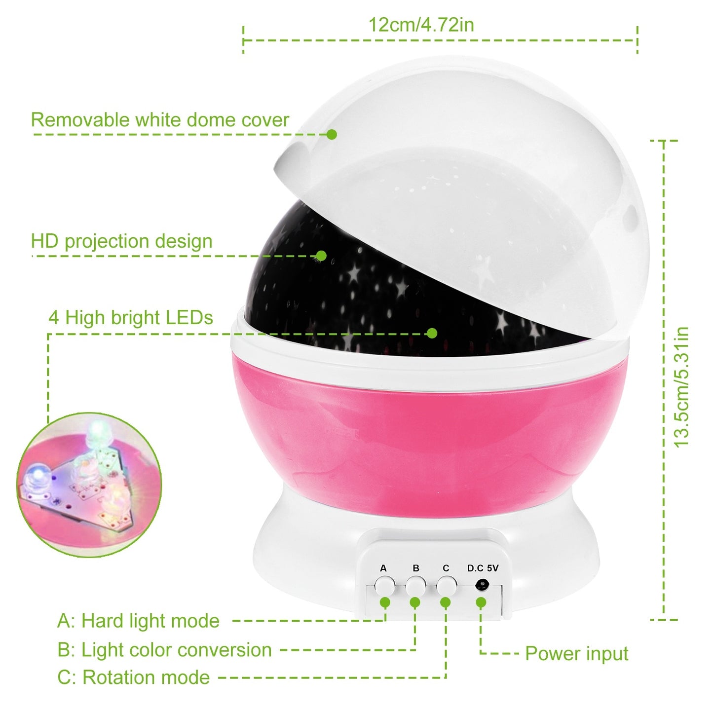 Pink-Blue Options -- 1Pc LED Star Sky Projector Night Light Kids Rotating Starry Night Lamp USB Sleep Light Xmas Gift