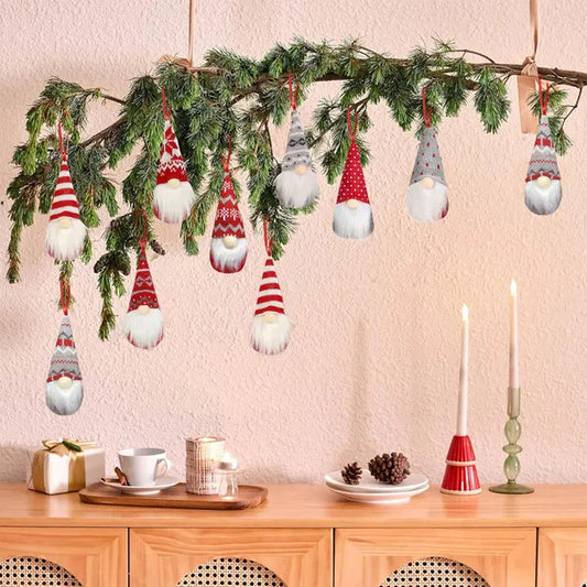 8 Packs Christmas Gnomes Ornaments Handmade Swedish Gnome Plush Xmas Tree Hanging Decorations Cute Scandinavian Santa Elf For Holiday New Year Home Decor