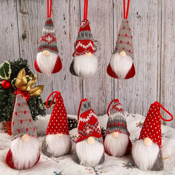 8 Packs Christmas Gnomes Ornaments Handmade Swedish Gnome Plush Xmas Tree Hanging Decorations Cute Scandinavian Santa Elf For Holiday New Year Home Decor